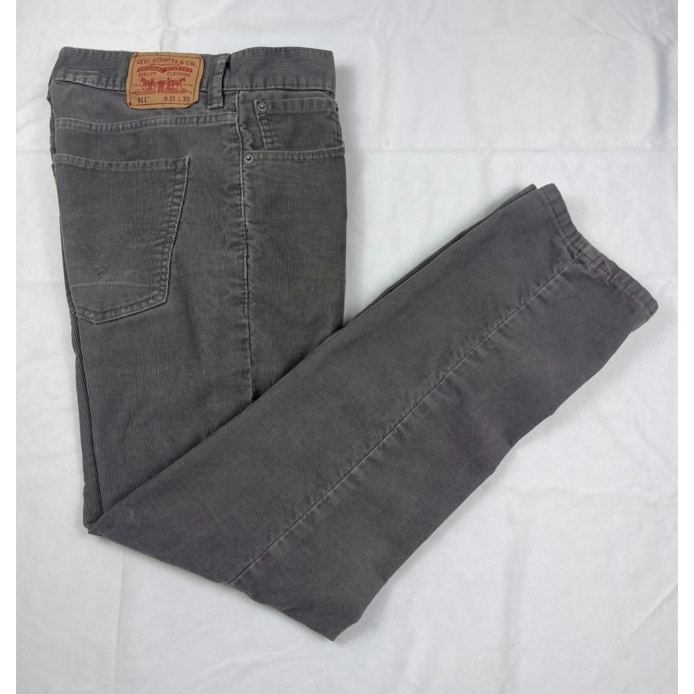 LEVIS 511 SKINNY CORDUROY PANTS MENS 31X30 GREY SLIM FIT 5 POCKET CASUAL